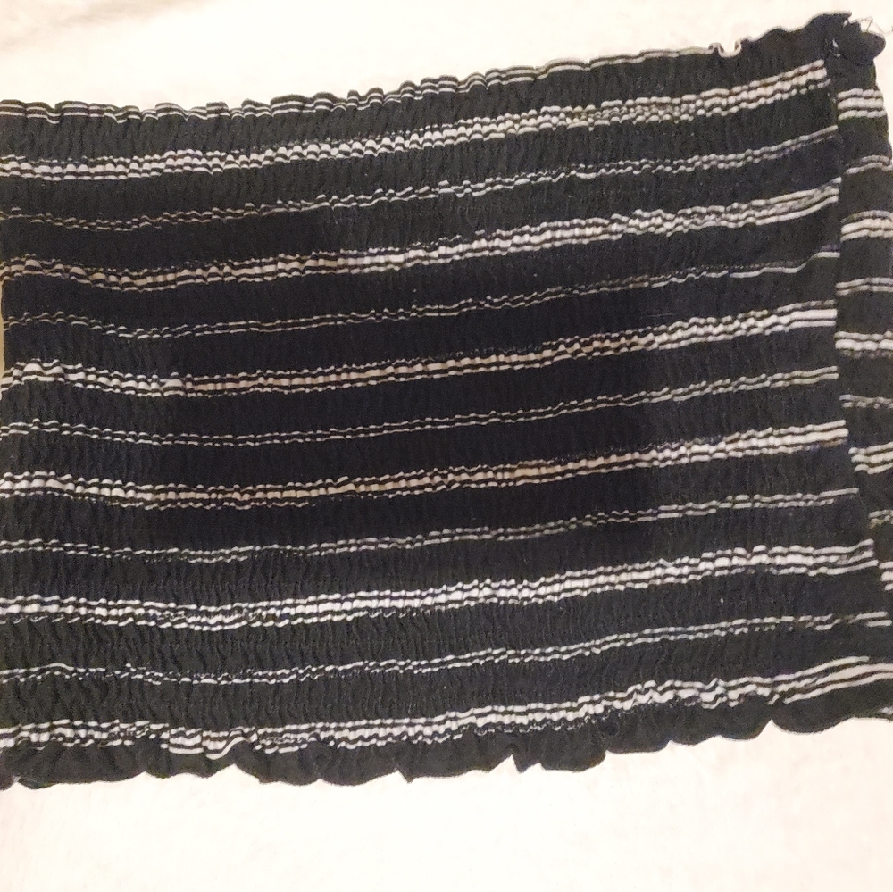 Black and white striped tube top